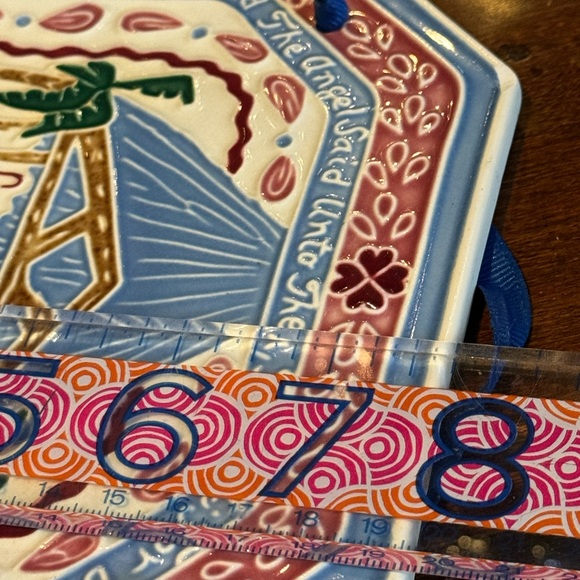 Vintage J Duban Designs Hanging Ceramic Nativity Tile Handcrafted Luke 2:10 - Picture 7 of 7